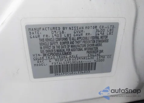 2018 Nissan Kicks Sv из США, поврежденный, VIN 3N1CP5CU2JL536833